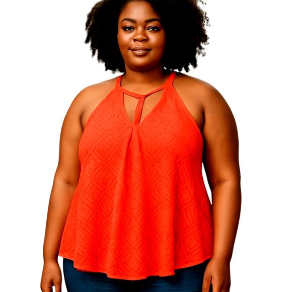 Catalina 2X Orange Women's  Halter Top Shirt Blouse Plus Size 2XL XXL 18W 20W - Picture 1 of 5